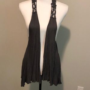 Gray vest with crochet detail